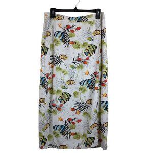 Stonebridge | VTG Linen Maxi Wrap Skirt Tropical Fish Print  | Size 10